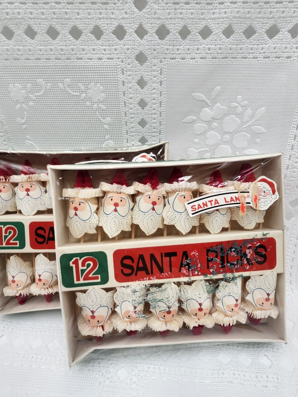 2 new boxes of toothpick Santa Pick Christmas Vintage Hors D'oeuvres Picks Japan
